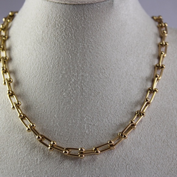 18K Gold Plated Hardwear Graduated Link Necklace*U Link Chain*Waterproof - Picture 5 of 7